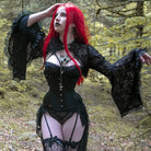 Kobine Women's Gothic Flared Sleeved Ruffled Lace Cape