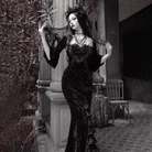 Kobine Women's Gothic Floral Chain Flare Sleeve Mermaid Maxi Dress