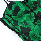 Corsé gótico con diseño floral de doble color y diseño de rana sobre el busto para mujer de Kobine