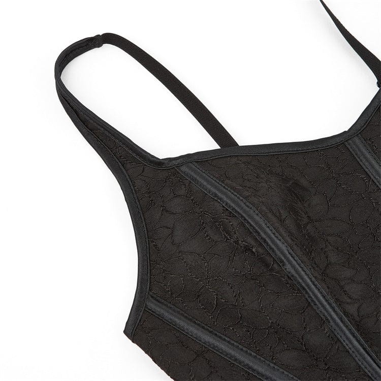 Corsetto sopra il seno con lacci e ricami floreali gotici da donna Kobine