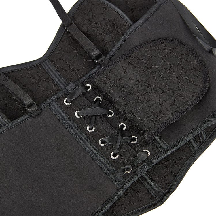 Kobine Damen Gothic Überbrustkorsett mit Blumenstickerei und Schnürung