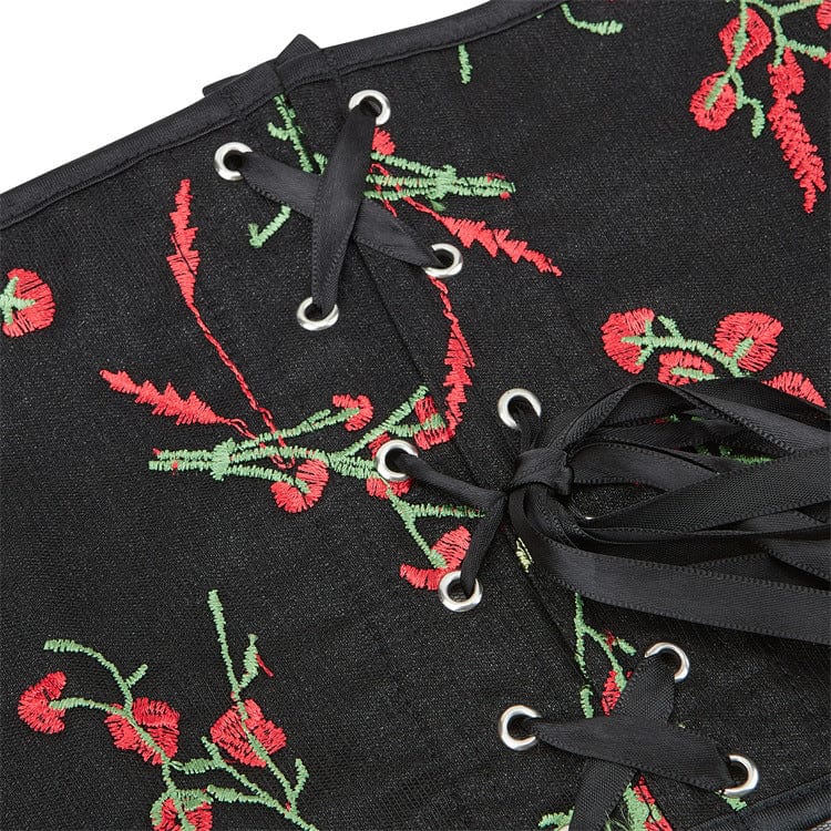 Kobine Women's Gothic Floral Embroidered Mesh Underbust Corset