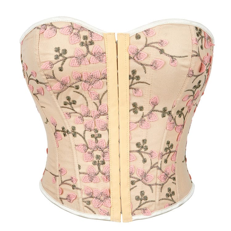 Corsetto sopra il seno ricamato floreale gotico da donna Kobine