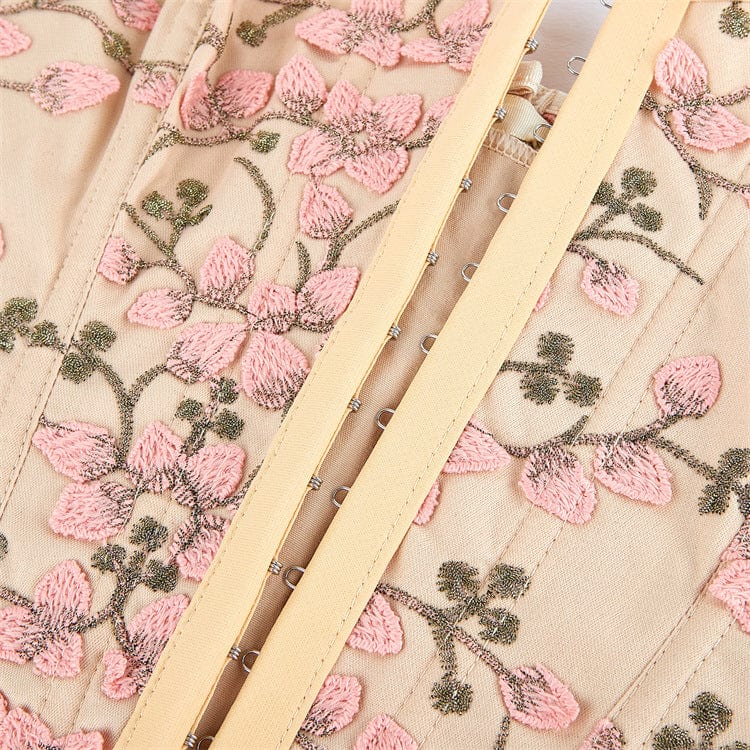 Corsetto sopra il seno ricamato floreale gotico da donna Kobine