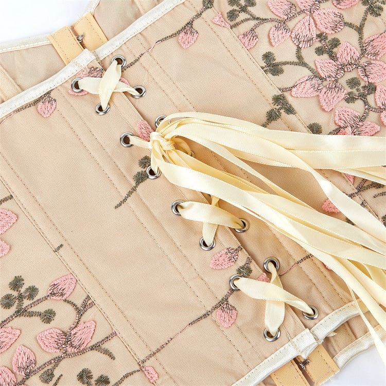 Corsetto sopra il seno ricamato floreale gotico da donna Kobine