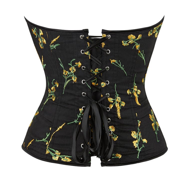 Kobine Women's Gothic Floral Embroidered Overbust Corset