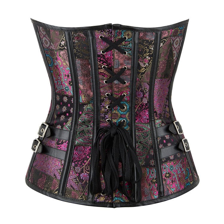 Kobine Women's Gothic Floral Embroidered Patchwork Overbust Corset