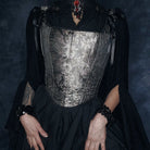 Kobine Women's Gothic Floral Embroidered Shoulder Strap Overbust Corset