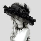 Kobine Women's Gothic Floral Feather Wide Brim Hat