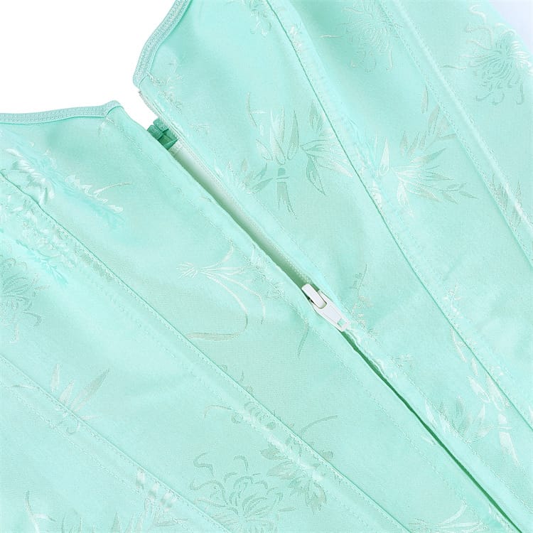 Kobine Women's Gothic Floral Jacquard Lace-up Zip Overbust Corset