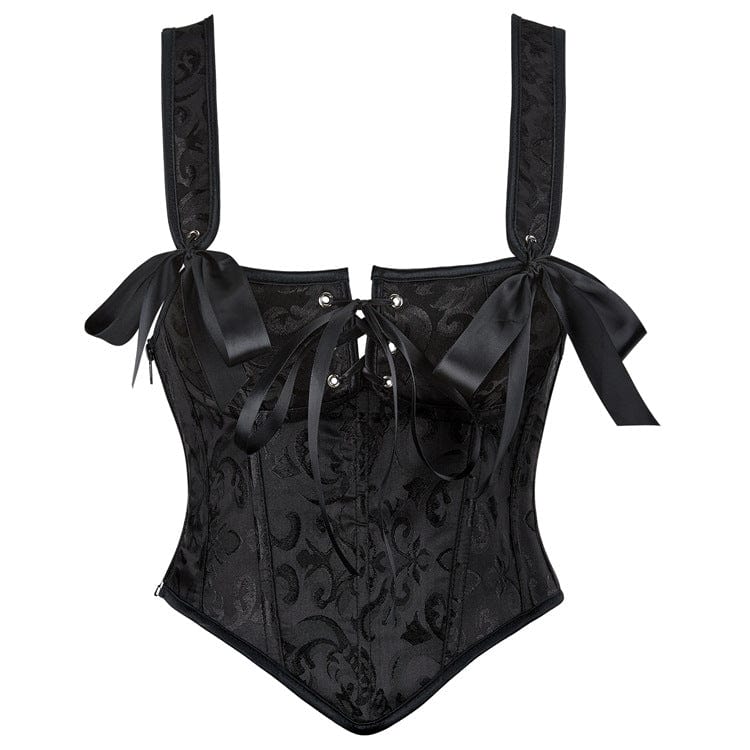 Corsetto sopra il seno con spalline in jacquard floreale gotico da donna Kobine