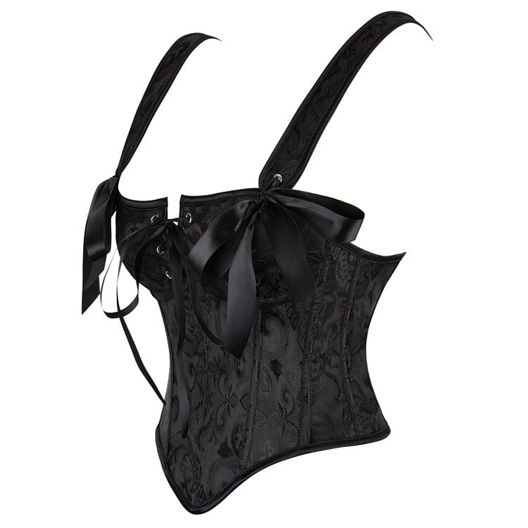 Corsetto sopra il seno con spalline in jacquard floreale gotico da donna Kobine