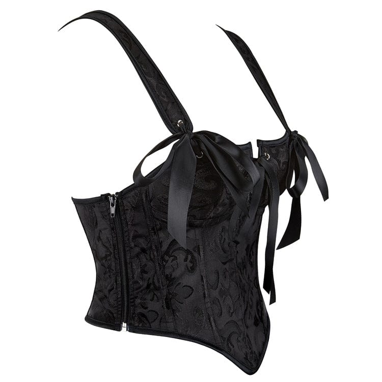 Corsetto sopra il seno con spalline in jacquard floreale gotico da donna Kobine