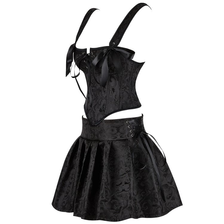 Corsetto sopra il seno con spalline in jacquard floreale gotico da donna Kobine