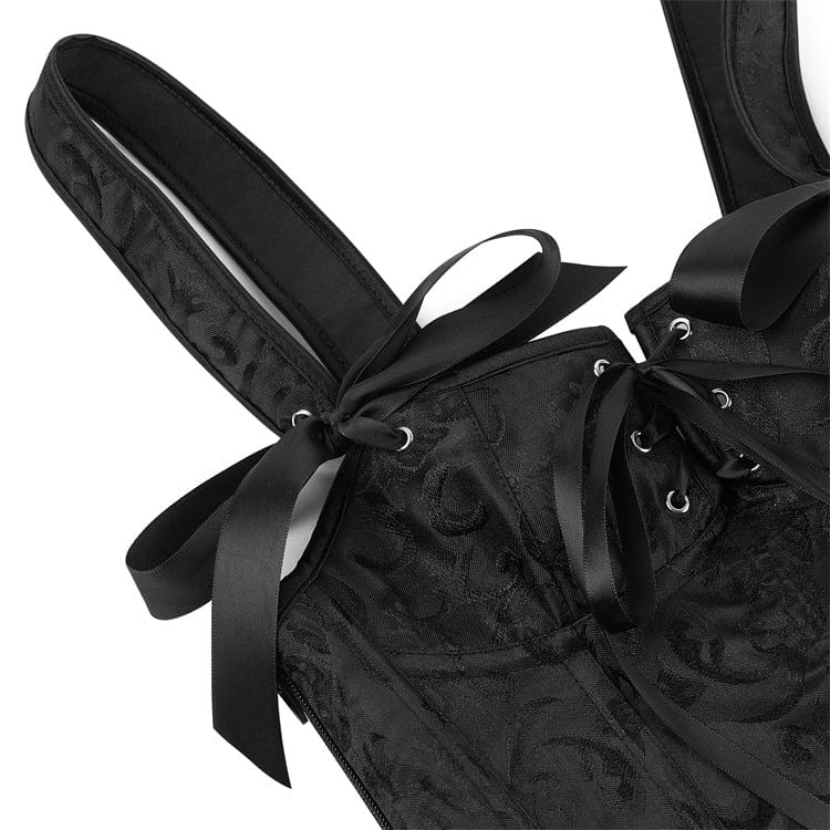 Corsetto sopra il seno con spalline in jacquard floreale gotico da donna Kobine