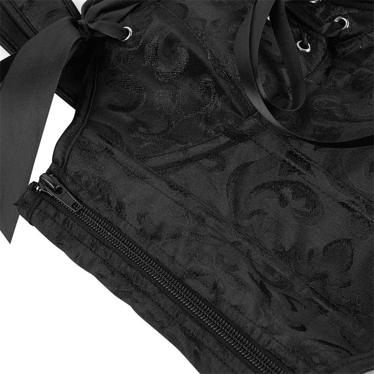 Corsetto sopra il seno con spalline in jacquard floreale gotico da donna Kobine