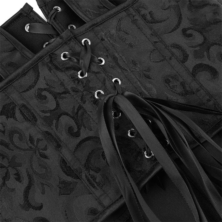 Corsetto sopra il seno con spalline in jacquard floreale gotico da donna Kobine