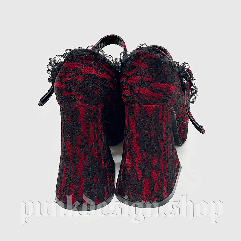 Kobine Women's Gothic Floral Lace Buckle Mary Jane Shoes