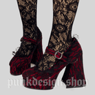 Kobine Women's Gothic Floral Lace Buckle Mary Jane Shoes