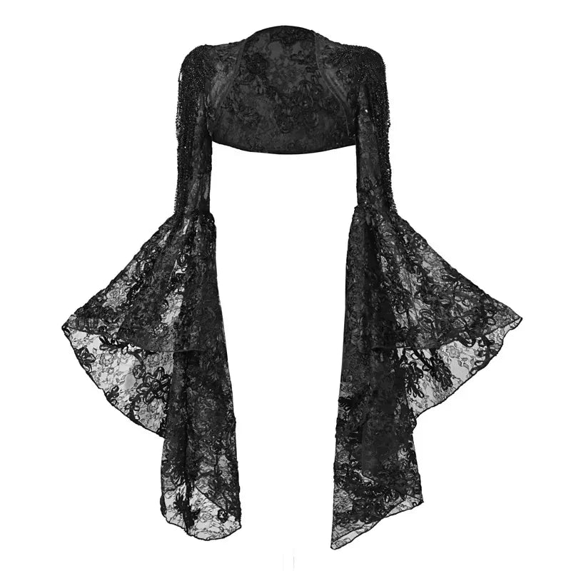 Kobine Women's Gothic Floral Lace Flare Sleeve Shrug
