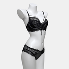Kobine Women's Gothic Floral Lace Lace-up Lingerie Set