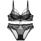 Kobine Women's Gothic Floral Lace Lace-up Lingerie Set