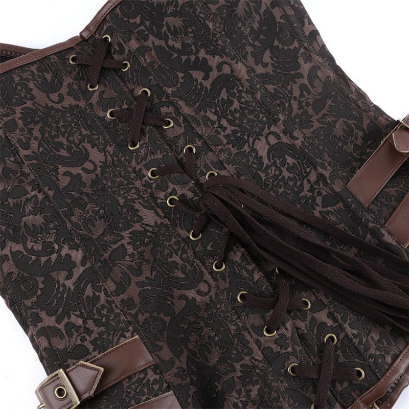 Kobine Women's Gothic Floral Lace-up Buckle-up Overbust Corset