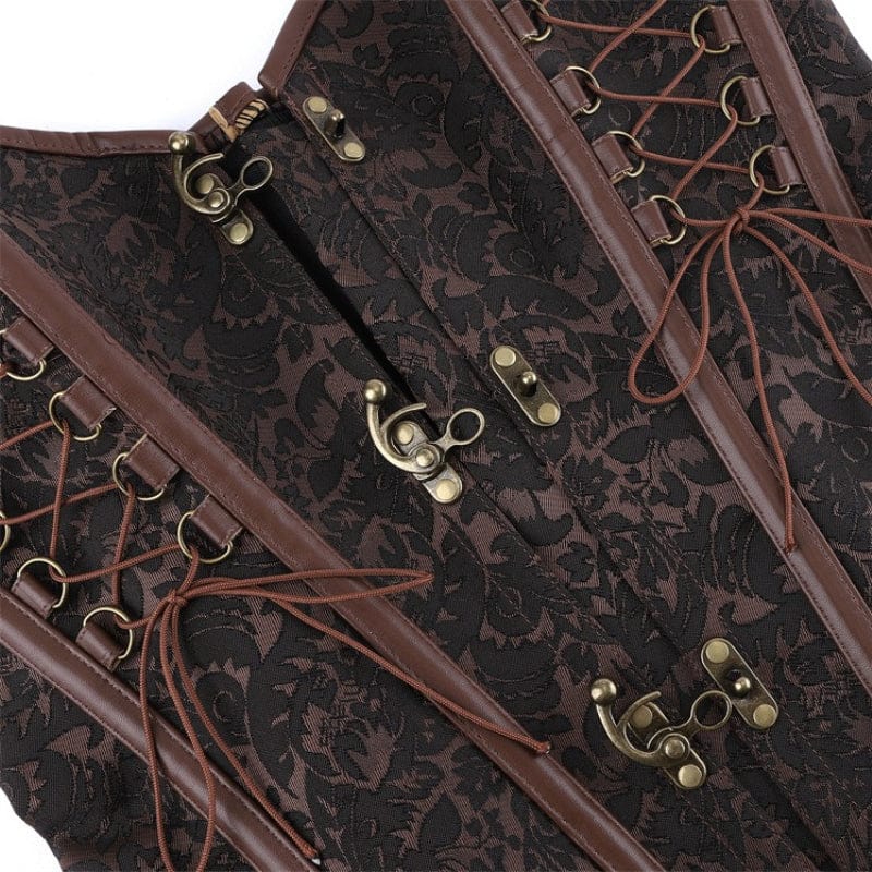 Kobine Women's Gothic Floral Lace-up Buckle-up Overbust Corset