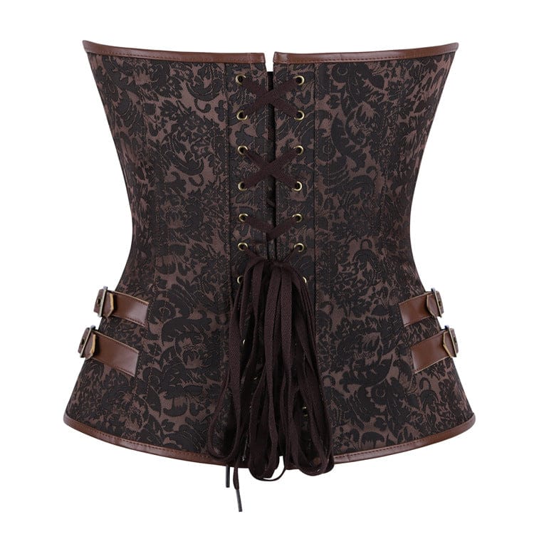 Kobine Women's Gothic Floral Lace-up Buckle-up Overbust Corset
