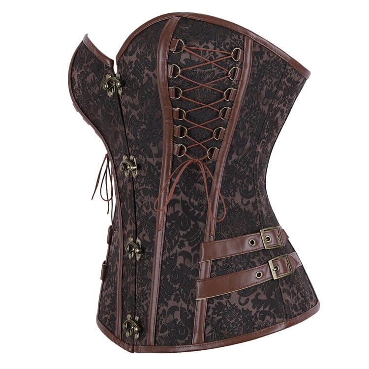 Kobine Women's Gothic Floral Lace-up Buckle-up Overbust Corset