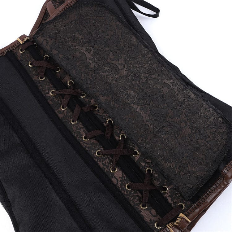 Kobine Women's Gothic Floral Lace-up Buckle-up Overbust Corset