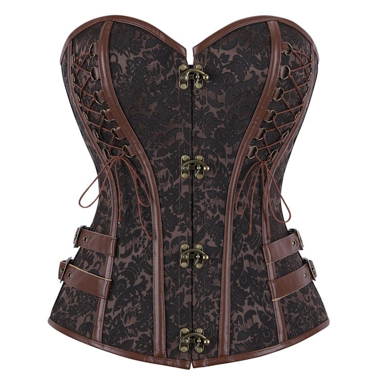 Kobine Women's Gothic Floral Lace-up Buckle-up Overbust Corset