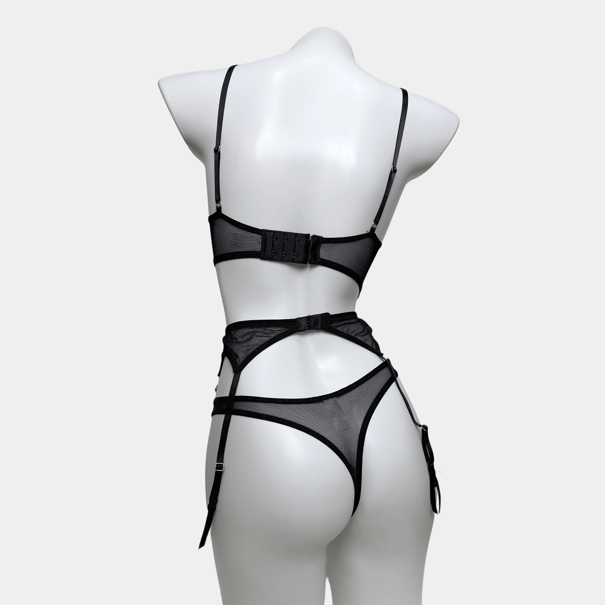 Kobine Women's Gothic Floral Mesh Embroidered Lace Lingerie Set