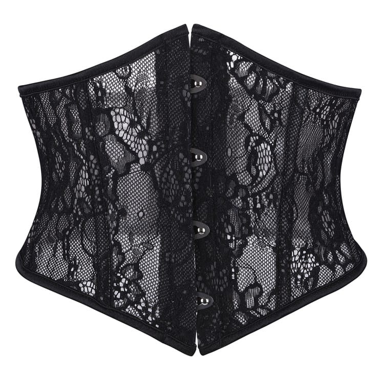 Kobine Women's Gothic Floral Mesh Lace-up Underbust Corset