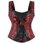 Kobine Women's Gothic Floral Printed Buckle Lace-up Overbust Corset