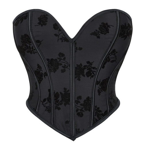 Kobine Women's Gothic Floral Printed Lace-up Overbust Corset