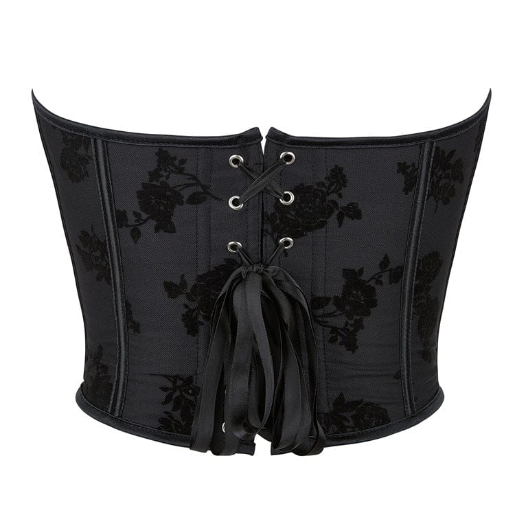 Kobine Women's Gothic Floral Printed Lace-up Overbust Corset
