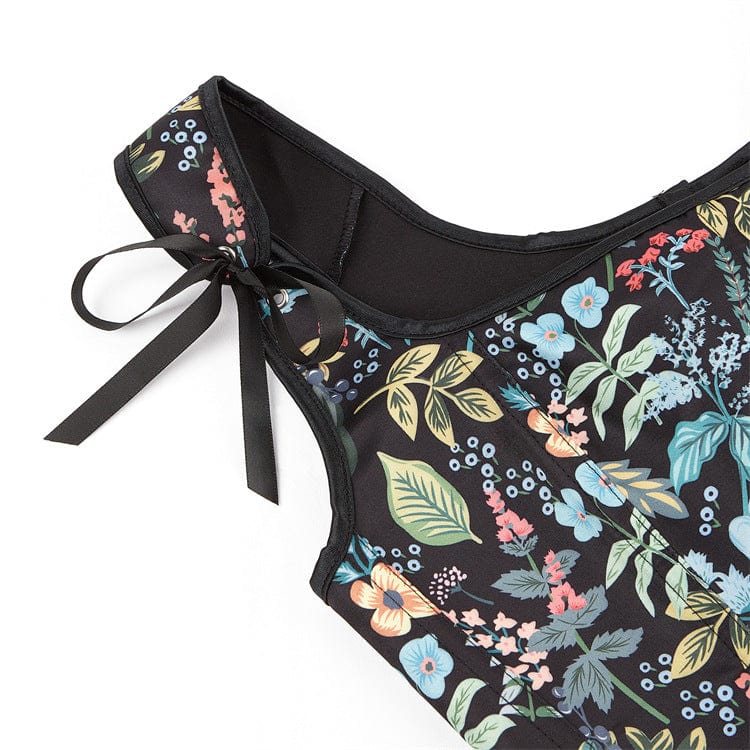 Kobine Damen-Überbrustkorsett mit Gothic-Blumenmuster