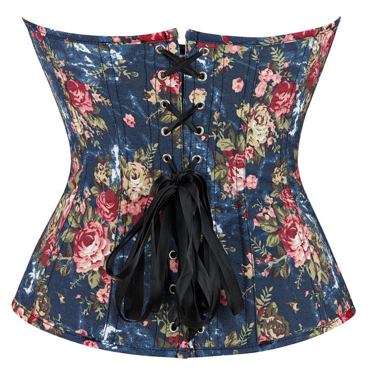 Corsetto overbust stampato floreale gotico da donna Kobine