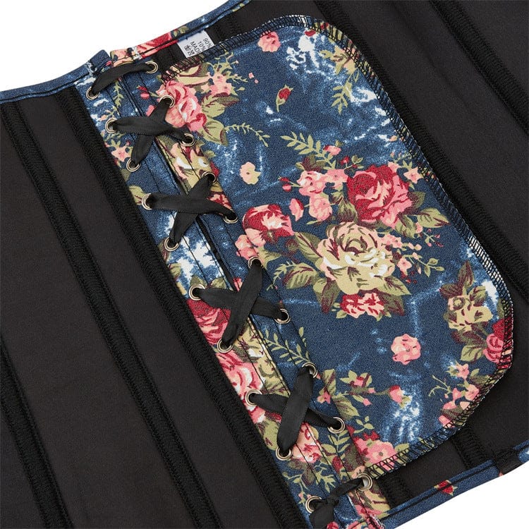 Kobine Damen-Überbrustkorsett mit Gothic-Blumenmuster
