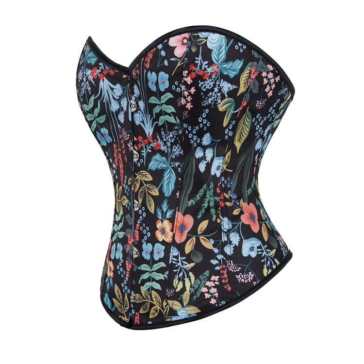 Kobine Women's Gothic Floral Printed Overbust Corset