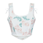 Kobine Women's Gothic Floral Printed Shoulder Strap Overbust Corset