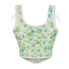 Kobine Women's Gothic Floral Printed Shoulder Strap Overbust Corset