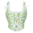 Kobine Women's Gothic Floral Printed Shoulder Strap Overbust Corset