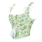 Kobine Women's Gothic Floral Printed Shoulder Strap Overbust Corset