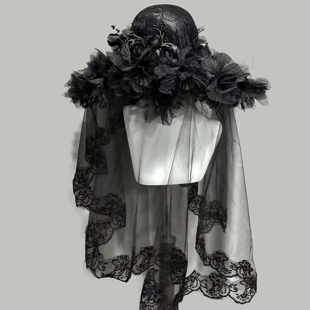 Kobine Women's Gothic Floral Victorian Mourning Hat