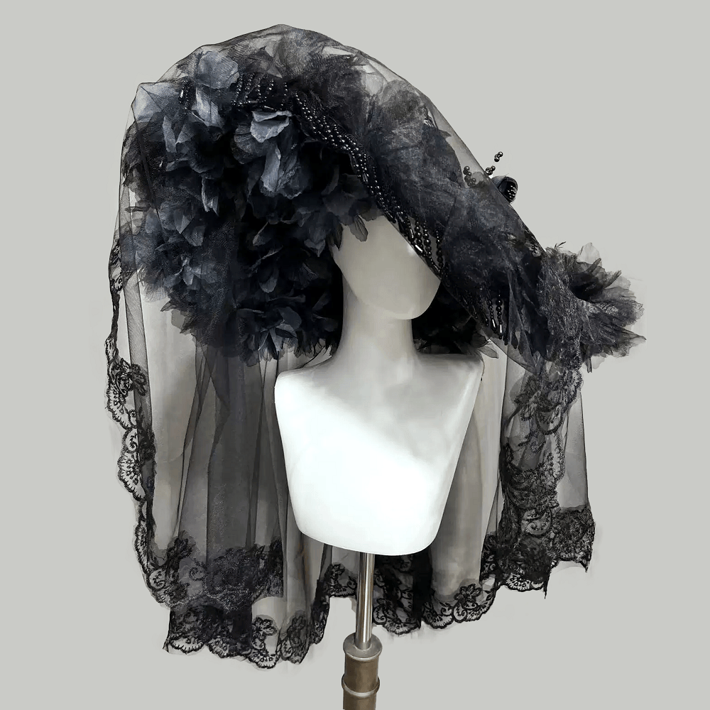 Kobine Women's Gothic Floral Victorian Mourning Hat