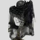 Kobine Women's Gothic Floral Wide Brim Veiled Hat