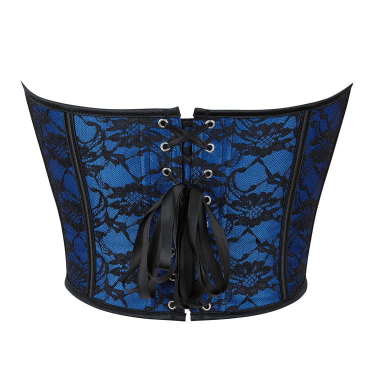 Kobine Women's Gothic Flower Printed Lace-up Overbust Corset