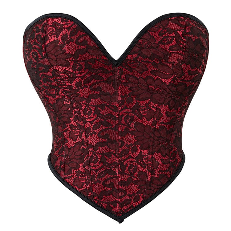 Corsetto overbust con stampa floreale gotica da donna Kobine